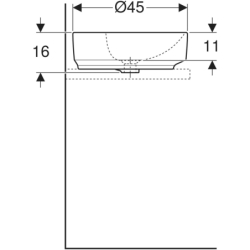 Variform Umywalka stawiana na blat, okrągła, D45cm, H15.8cm, z przelewem, z otworem na baterię GEBERIT 500.769.01.2