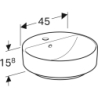 Variform Umywalka stawiana na blat, okrągła, D45cm, H15.8cm, z przelewem, z otworem na baterię GEBERIT 500.769.01.2