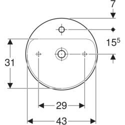 Variform Umywalka stawiana na blat, okrągła, D45cm, H15.8cm, bez przelewu, z otworem na baterię, KeraTect GEBERIT 500.770.00.2