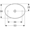 Variform Umywalka nablatowa, owalna, B55cm, H15.8cm, T40cm, bez przelew., bez otworu na baterię, KeraTect GEBERIT 500.771.00.2