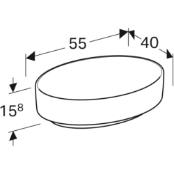 Variform Umywalka nablatowa, owalna, B55cm, H15.8cm, T40cm, bez przelew., bez otworu na baterię, KeraTect GEBERIT 500.771.00.2