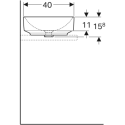Variform Umywalka stawiana na blat, owalna, B55cm, H15.8cm, T40cm, bez przelewu, bez otworu na baterię GEBERIT 500.771.01.2