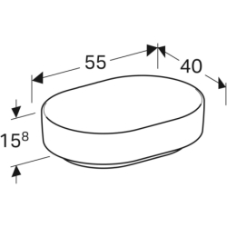 Variform Umywalka nablatowa, eliptyczna, B55cm, H15.8cm, T40cm, bez przelewu i otworu, KeraTect GEBERIT 500.774.00.2
