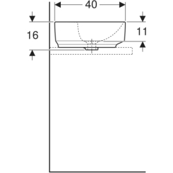 Variform Umywalka stawiana na blat, eliptyczna, B50cm, H15.8cm, T40cm, z przelewem, z otworem na baterię GEBERIT 500.775.01.2