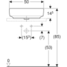Variform Umywalka nablatowa, eliptyczna, B50cm, H15.8cm, T40cm, bez przelew., z otworem na bat., KeraTect GEBERIT 500.776.00.2