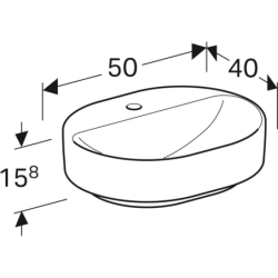 Variform Umywalka nablatowa, eliptyczna, B50cm, H15.8cm, T40cm, bez przelew., z otworem na bat., KeraTect GEBERIT 500.776.00.2