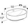 Variform Umywalka nablatowa, eliptyczna, B50cm, H15.8cm, T40cm, bez przelew., z otworem na bat., KeraTect GEBERIT 500.776.00.2