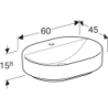Variform Umywalka nablatowa, eliptyczna, B60cm, H15.8cm, T45cm, bez przelew., z otworem na bat., KeraTect GEBERIT 500.778.00.2