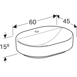 Variform Umywalka stawiana na blat, eliptyczna, B60cm, H15.8cm, T45cm, bez przelewu, z otworem na baterię GEBERIT 500.778.01.2