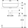 Variform Umywalka nablatowa, prostokątna, B55cm, H15.8cm, T40cm, bez przelewu i otworu, KeraTect GEBERIT 500.779.00.2