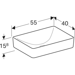 Variform Umywalka nablatowa, prostokątna, B55cm, H15.8cm, T40cm, bez przelewu i otworu, KeraTect GEBERIT 500.779.00.2