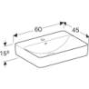 Variform Umywalka nablatowa, prostokątna, B60cm, H15.8cm, T45cm, z przelew, z otworem na bat., KeraTect GEBERIT 500.780.00.2
