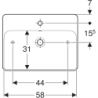 Variform Umywalka stawiana na blat, prostokątna, B60cm, H15.8cm, T45cm, z przelewem, z otworem na baterię GEBERIT 500.780.01.2