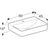 Variform Umywalka stawiana na blat, prostokątna, B60cm, H15.8cm, T45cm, bez przelewu, z otworem na baterię GEBERIT 500.781.01.2