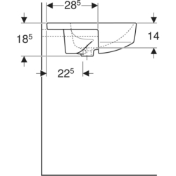 Variform Umywalka częściowo wpuszczana, okrągła, D50cm, H18.5cm, z przelew, z otworem na bat., KeraTect GEBERIT 500.782.00.2