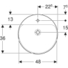 Variform Umywalka częściowo wpuszczana, okrągła, D50cm, H18.5cm, z przelew, z otworem na bat., KeraTect GEBERIT 500.782.00.2