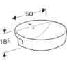 Variform Umywalka częściowo wpuszczana w blat, okrągła, D50cm, H18.5cm, z przelewem, z otworem na baterię GEBERIT 500.782.01.2
