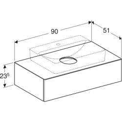 Variform Szafka pod umywalkę nablatową, B90cm, H23.5cm, T51cm,  1 szuflada, syfon, lava, melaminowana, mat GEBERIT 501.166.00.1