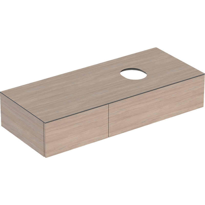 Variform Szafka podumyw. nablatową, B120cm, H23.5cm, T51cm,  z 2 szuflady, syfon, dąb, melaminowa,na, mat GEBERIT 501.175.00.1