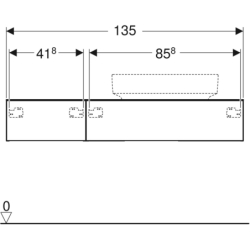 Variform Szafka podumyw. na blat, 135x51x23,5cm, 2 szuflady, syfon, orzech włoski hickory, melam., mat GEBERIT 501.180.00.1