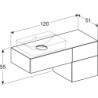 Variform Szafka pod umywalkę nablatową, B120cm, H55cm, T51cm,  3 szuflady, syfon, biały, melaminowana, mat GEBERIT 501.183.00.1