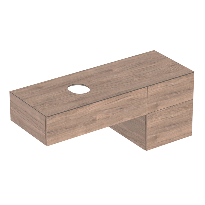Variform Szafka podumyw. na blat, 135x51x55cm, 3 szuflady, syfon, orzech włoski hickory, melam., mat GEBERIT 501.192.00.1