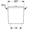 Selnova Spłuczka nasadzana, B36.5cm, H39cm, T16.5cm, spłukiwanie dwudzielne, przyłącze wody z boku GEBERIT 500.269.01.1