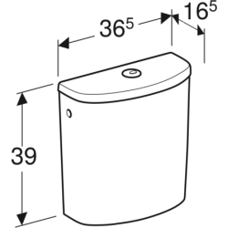 Selnova Spłuczka nasadzana, B36.5cm, H39cm, T16.5cm, spłukiwanie dwudzielne, przyłącze wody z boku GEBERIT 500.269.01.1
