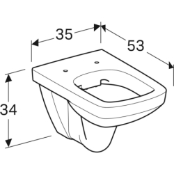 Selnova Square Wisząca miska WC, lejowa, B35cm, H34cm, T53cm, Rimfree GEBERIT 500.275.01.1
