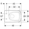 Selnova Compact  Wisząca miska WC, lejowa, B35cm, H34.5cm, T49cm, krótka, kształt geometryczny, Rimfree GEBERIT 500.280.01.1