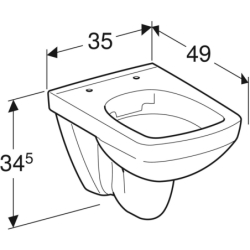 Selnova Compact  Wisząca miska WC, lejowa, B35cm, H34.5cm, T49cm, krótka, kształt geometryczny, Rimfree GEBERIT 500.280.01.1