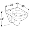 Selnova Compact  Wisząca miska WC, lejowa, B35cm, H34.5cm, T49cm, krótka, kształt geometryczny, Rimfree GEBERIT 500.280.01.1