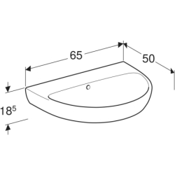Selnova Umywalka, B65cm, H18.5cm, T50cm, z przelewem, bez otworu na baterię GEBERIT 500.297.01.2