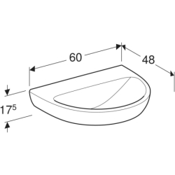Selnova Umywalka, B60cm, H18cm, T48cm, bez przelewu, bez otworu na baterię GEBERIT 500.305.01.2
