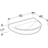 Selnova Umywalka, B60cm, H18cm, T48cm, bez przelewu, bez otworu na baterię GEBERIT 500.305.01.2
