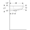 Selnova Umywalka, B60cm, H18cm, T48cm, z przelewem, bez otworu na baterię GEBERIT 500.305.01.5