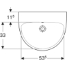 Selnova Umywalka, B60cm, H18cm, T48cm, z przelewem, bez otworu na baterię GEBERIT 500.305.01.5