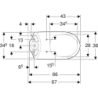 Selnova Comfort Stojąca miska WC do spłuczki nasadzanej,  B36cm, H46cm, T67cm, podwyższona, odpływ poziomy GEBERIT 500.284.01.5