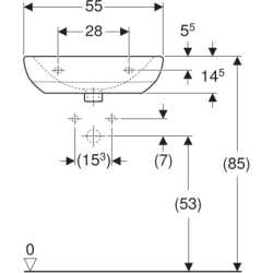 Selnova Umywalka, B55cm, H18cm, T44cm, bez przelewu, bez otworu na baterię GEBERIT 500.315.01.5
