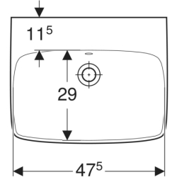 Selnova Square Umywalka, B55cm, H17.5cm, T44cm, z przelewem, bez otworu na baterię GEBERIT 500.291.01.7