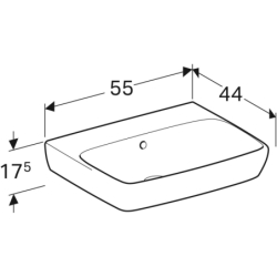 Selnova Square Umywalka, B55cm, H17.5cm, T44cm, z przelewem, bez otworu na baterię GEBERIT 500.291.01.7