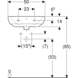 Selnova Umywalka kompaktowa, B50cm, H18cm, T41cm, z przelewem, bez otworu na baterię GEBERIT 500.294.01.7