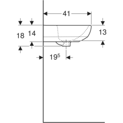 Selnova Umywalka kompaktowa, B50cm, H18cm, T41cm, z przelewem, bez otworu na baterię GEBERIT 500.294.01.7