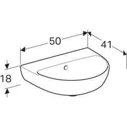 Selnova Umywalka kompaktowa, B50cm, H18cm, T41cm, z przelewem, bez otworu na baterię GEBERIT 500.294.01.7
