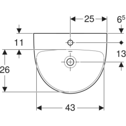 Selnova Umywalka kompaktowa, B50cm, H18cm, T41cm, z przelewem, z otworem na baterię GEBERIT 500.295.01.7