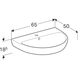 Selnova Umywalka, B65cm, H18.5cm, T50cm, z przelewem, z otworem na baterię GEBERIT 500.297.01.7