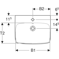 Selnova Square Umywalka, B65cm, H18cm, T48cm, z przelewem, z otworem na baterię GEBERIT 500.299.01.5