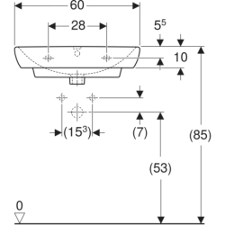 Selnova Square Umywalka, B60cm, H18cm, T46cm, z przelewem, z otworem na baterię GEBERIT 500.300.01.7