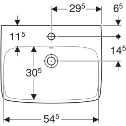 Selnova Square Umywalka, B60cm, H18cm, T46cm, z przelewem, z otworem na baterię GEBERIT 500.300.01.7