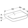 Selnova Square Umywalka, B60cm, H18cm, T46cm, z przelewem, z otworem na baterię GEBERIT 500.300.01.7